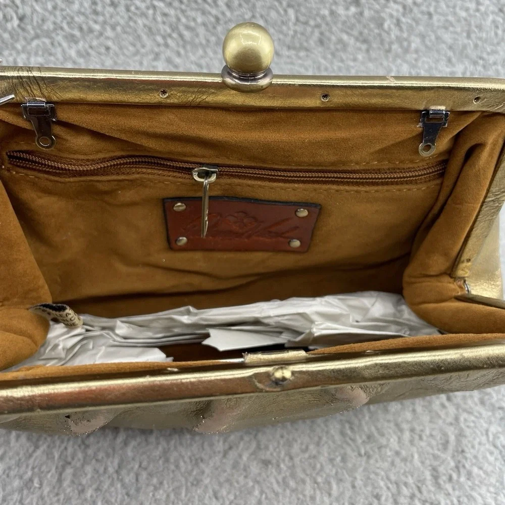 Patricia Nash Cross Body Bag Purse Distresseed *Leather Metallic Antique Gold